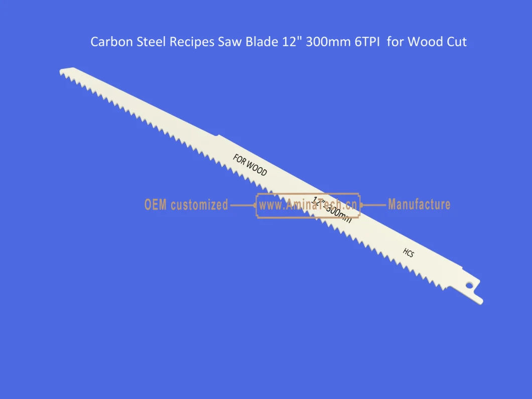 Carbon Steel Recipes Saw Blade 12" 300mm 6TPI for Wood Cut ,Reciprocating,Sabre Saw ,Power Tools